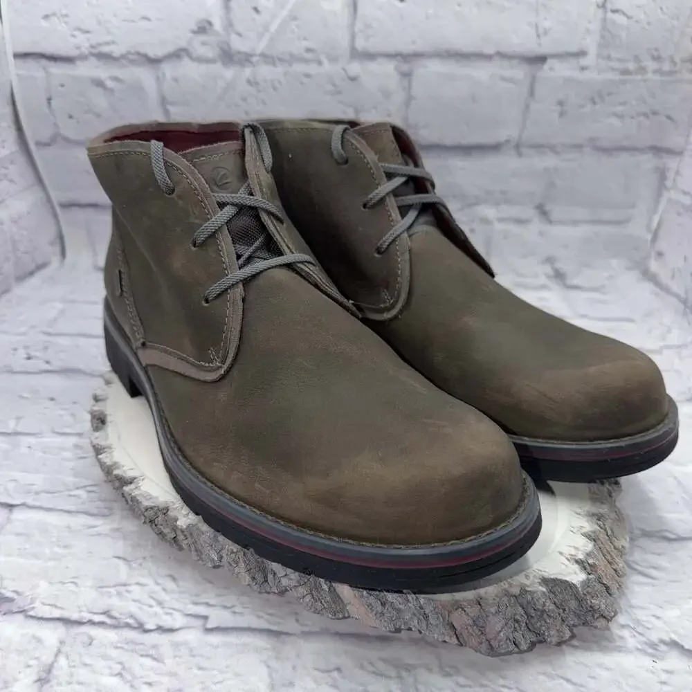 Clarks Morris Peak Boots Mens 13 M Gray Nubuck Leather Waterproof Chukka Boots